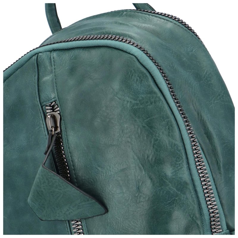 Koženkový batoh se dvěma kapsami Arcadio, modrozelená
