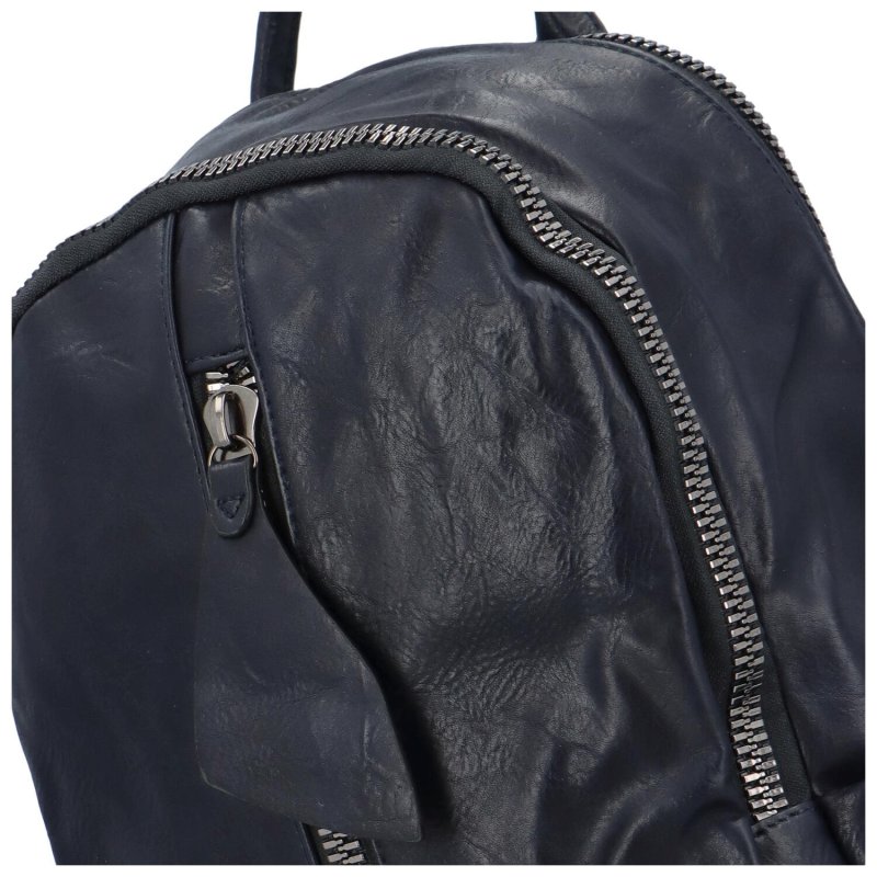 Koženkový batoh se dvěma kapsami Arcadio, tmavě modrá