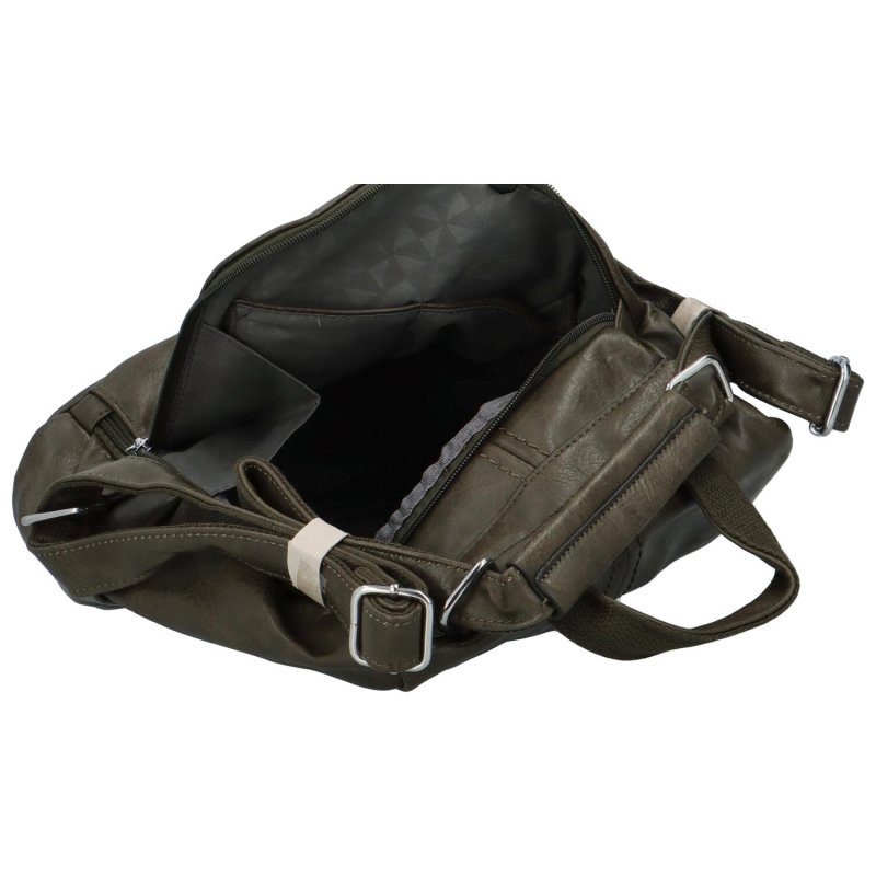 Módní dámský koženkový kabelko/batoh Litea, tmavě zelená