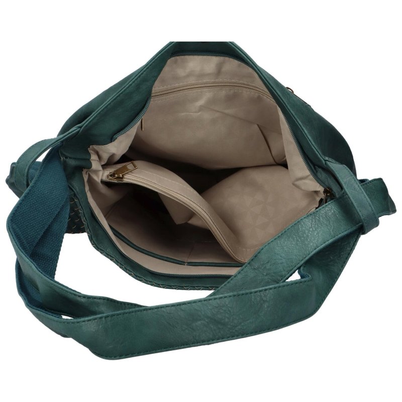 Módní proplétaný kabelko-batoh Giny, modrozelená