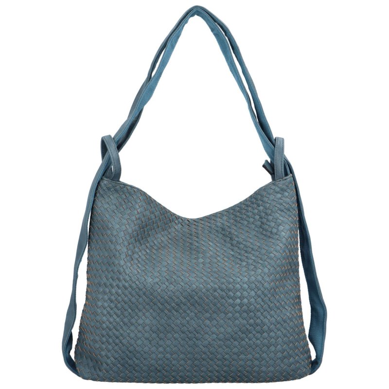 Módní proplétaný kabelko-batoh Giny, světle modrá