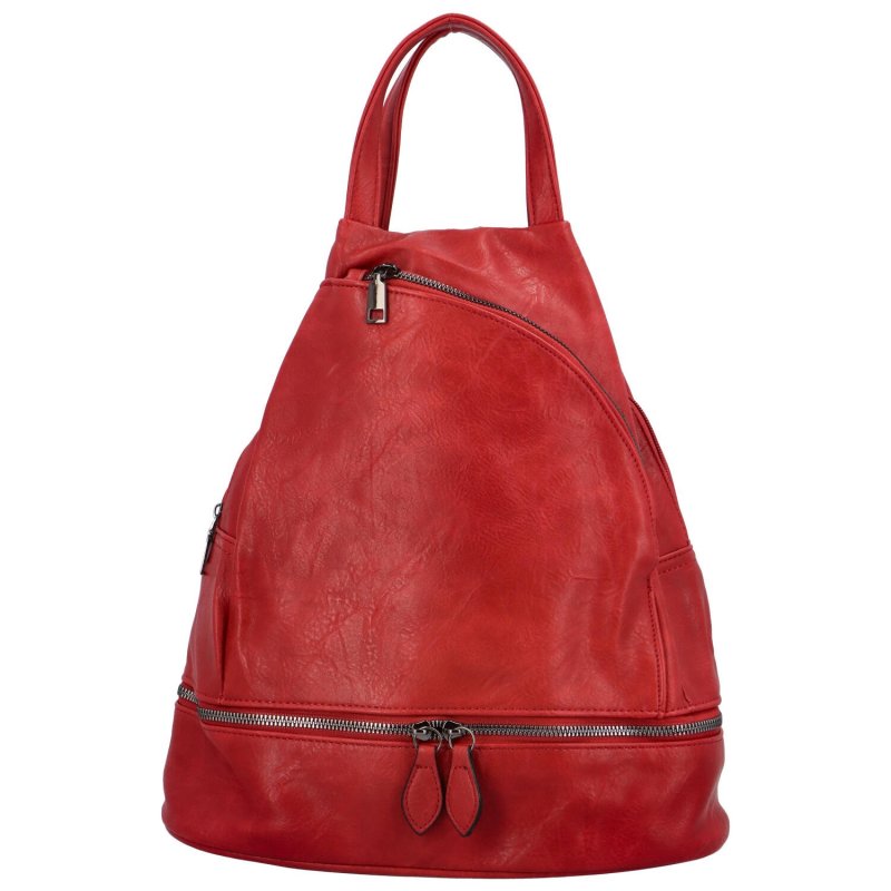 Módní dámský koženkový batůžek Rosendo, červená