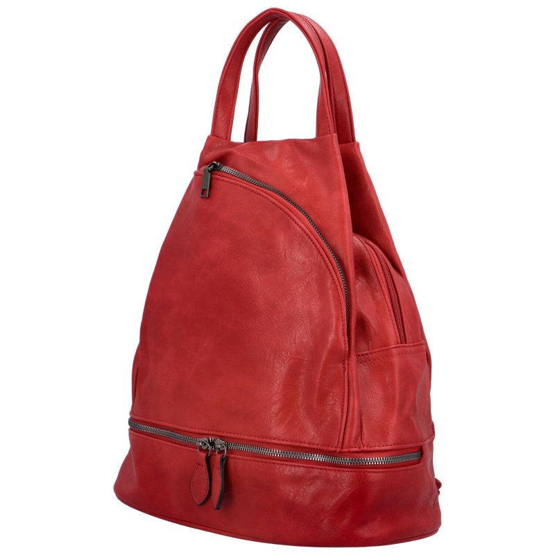 Módní dámský koženkový batůžek Rosendo, červená