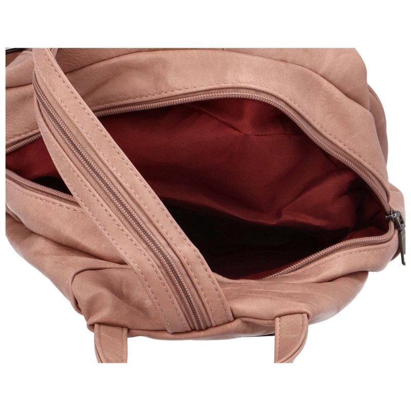 Módní dámský koženkový batůžek Rosendo, růžová