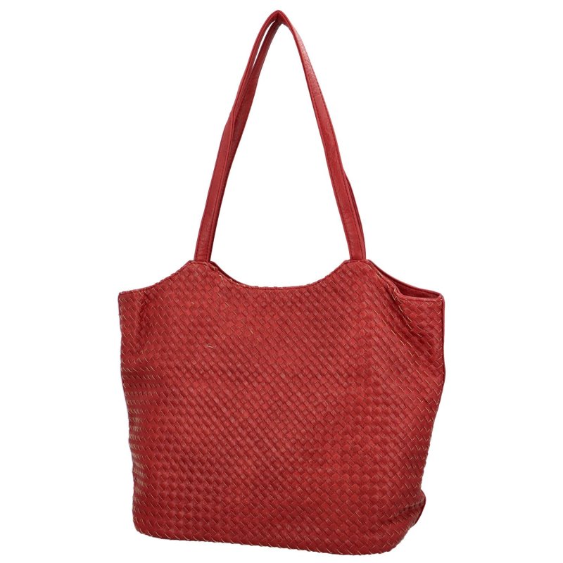 Velká dámská koženková taška s proplétáním Korynt, červená