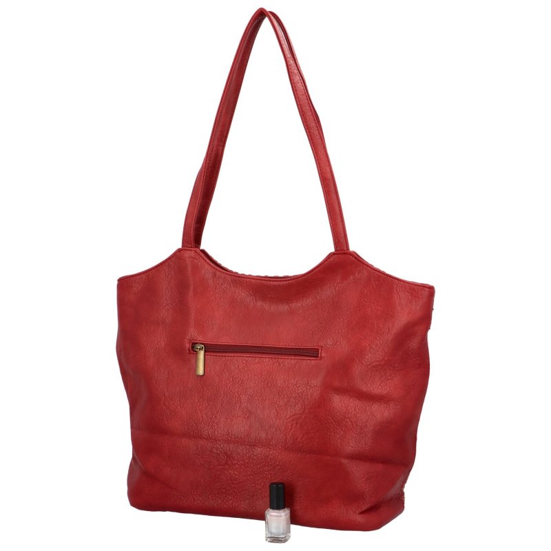 Velká dámská koženková taška s proplétáním Korynt, červená