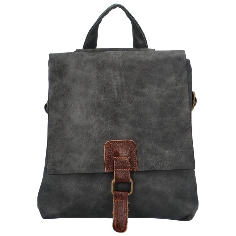 Městský stylový koženkový batoh Enjoy, tmavě šedá