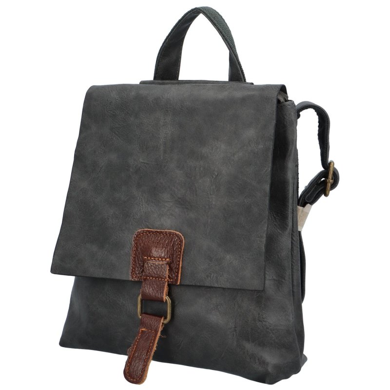 Městský stylový koženkový batoh Enjoy, tmavě šedá
