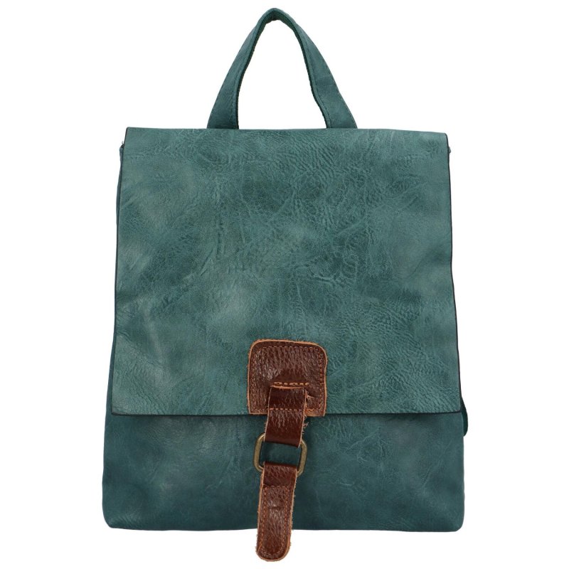 Městský stylový koženkový batoh Enjoy, zelenomodrá