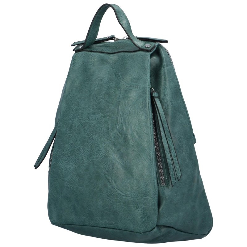 Zajímavý dámský koženkový batůžek Orsay, zelenomodrá