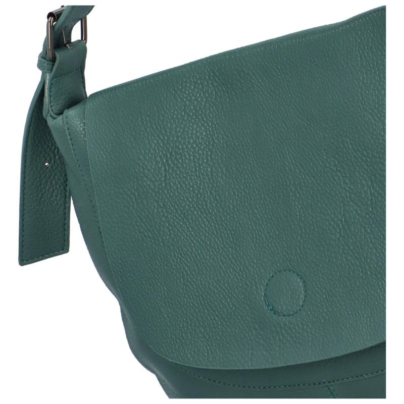 Módní půlkulatá dámská koženková crossbody taška Norité, zelenomodrá