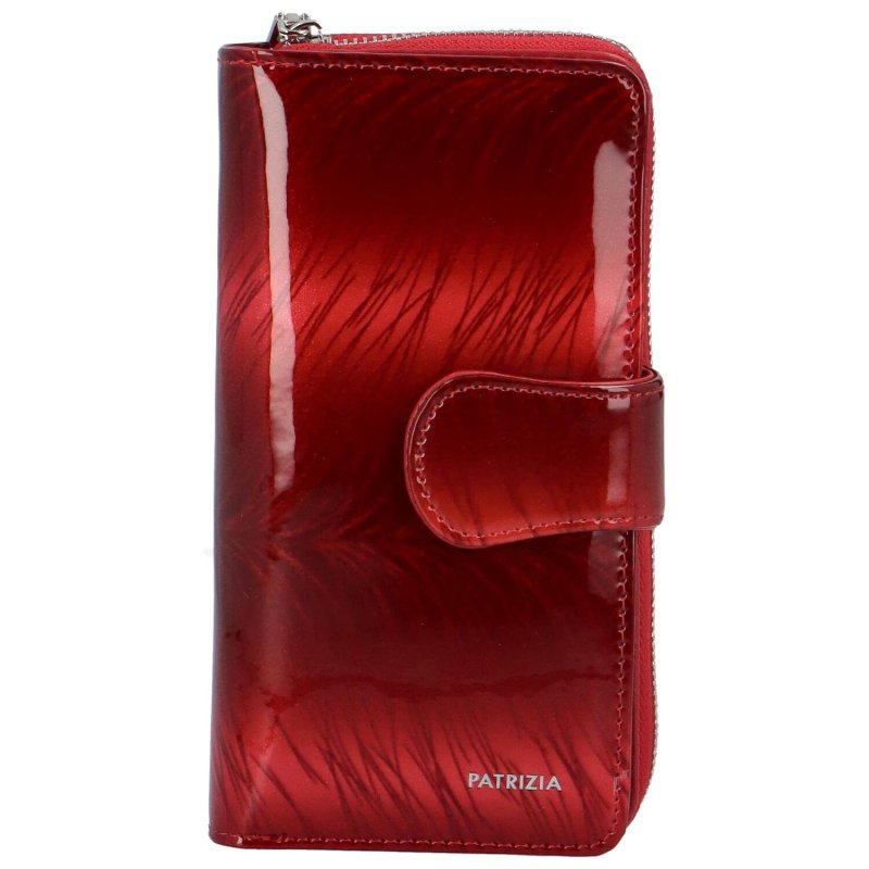 Lakovaná dámská prostorná peněženka Beatrici, červená/tmavě červená