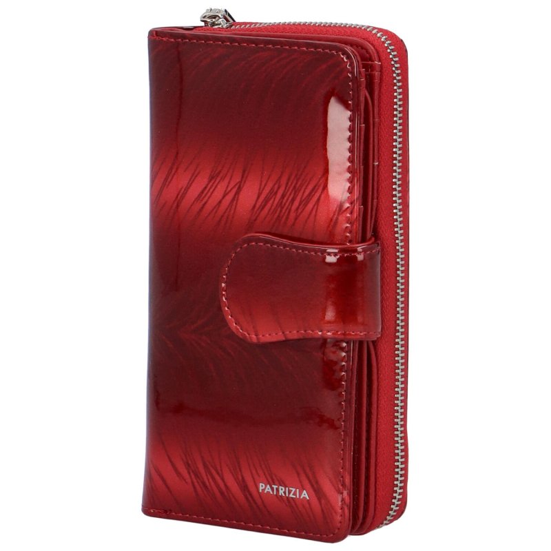 Lakovaná dámská prostorná peněženka Beatrici, červená/tmavě červená