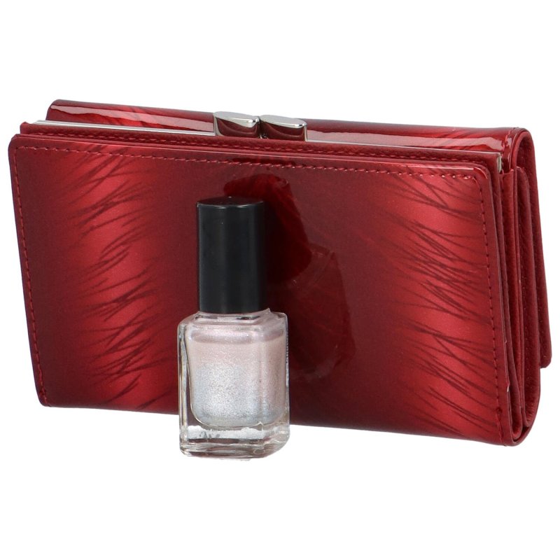 Velká dámská kožená peněženka s kovovým rámem Linde, červená
