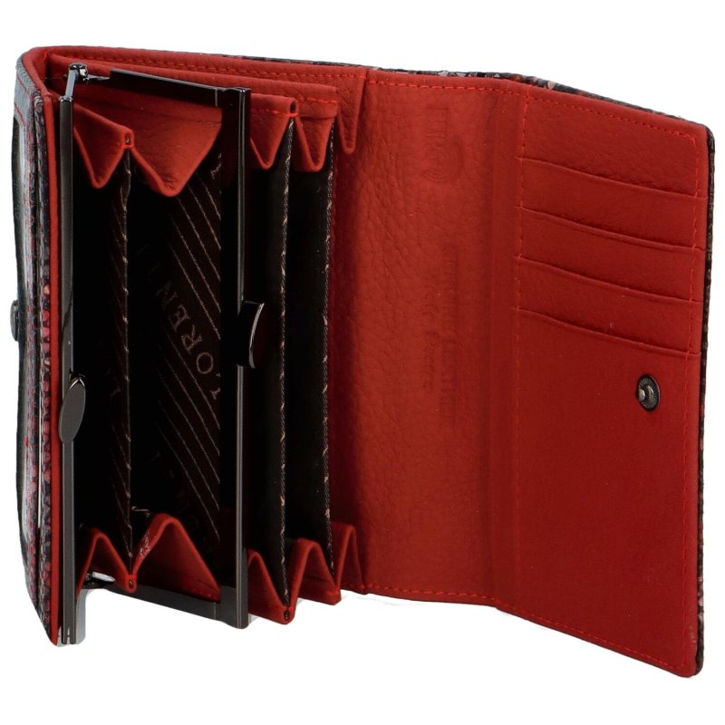 Luxusní dámská kožená peněženka Floko, hadí vzor červená