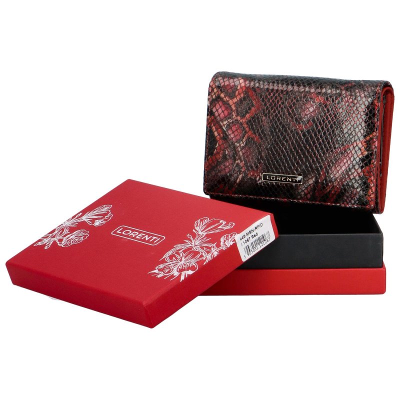 Luxusní dámská kožená peněženka Floko, hadí vzor červená