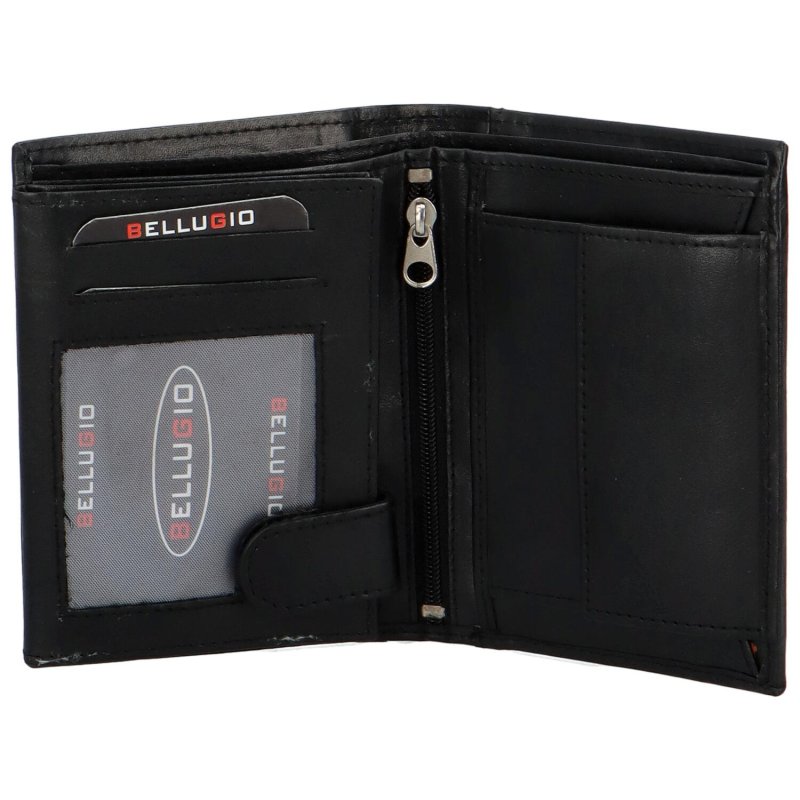 Moderní pánská kožená peněženka Bellugio Gio, černá - hladký povrch