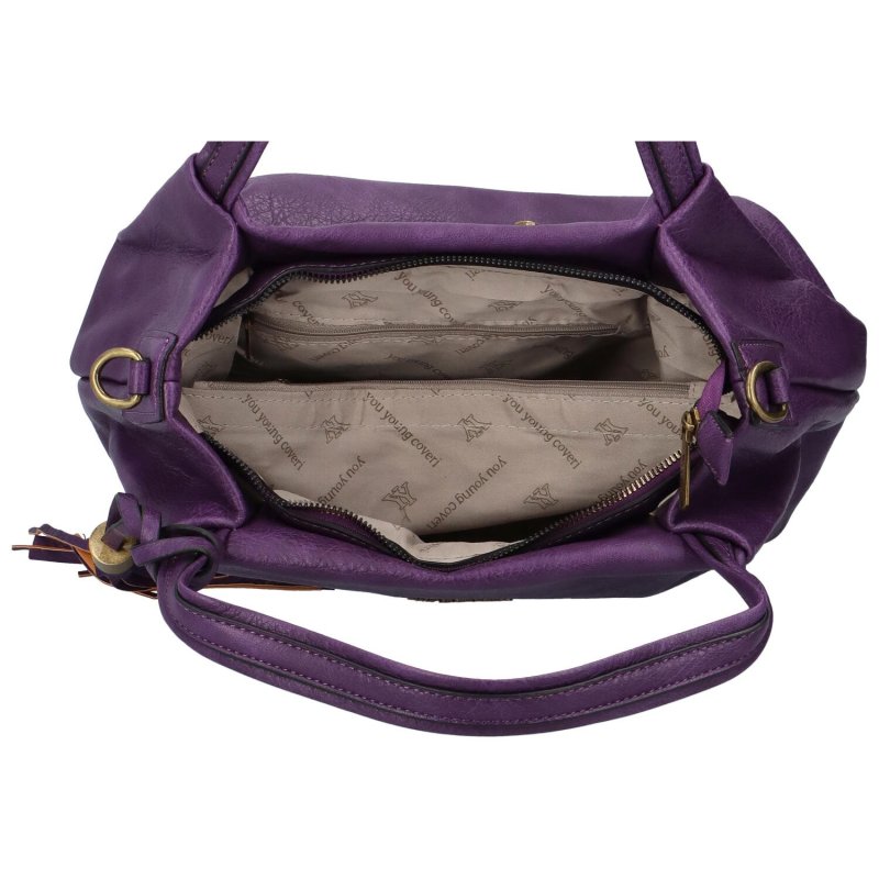 Trendová dámská koženková kabelka Elpoko, fialová