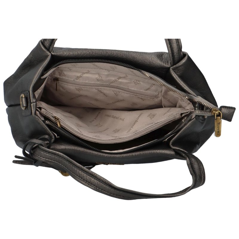 Trendová dámská koženková kabelka Elpoko, antická stříbrná