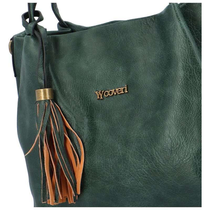 Trendová dámská koženková kabelka Elpoko, zelená