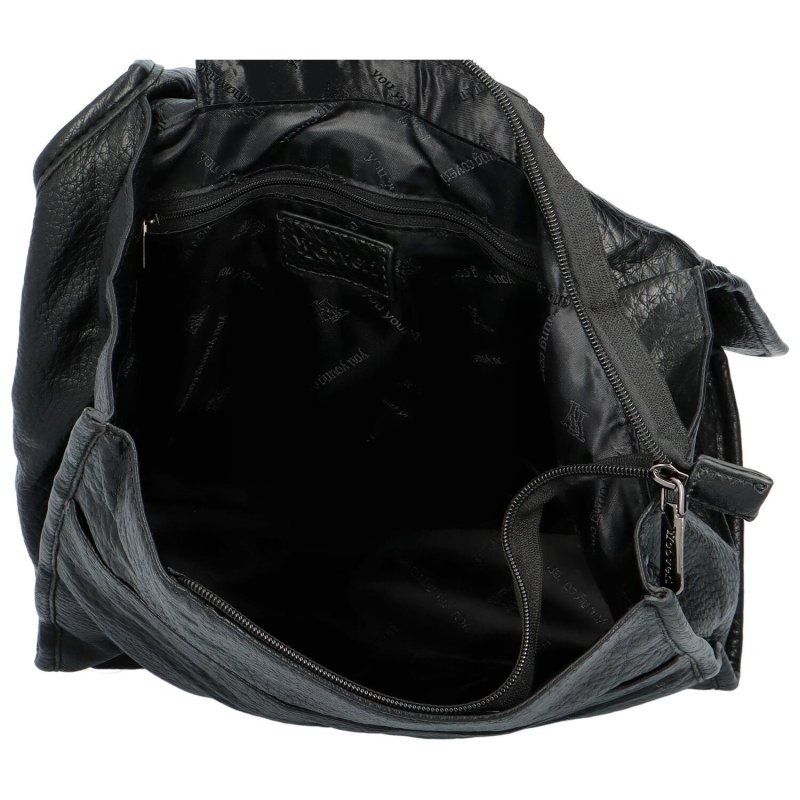 Trendová dámský koženkový batůžek Rukos, černá