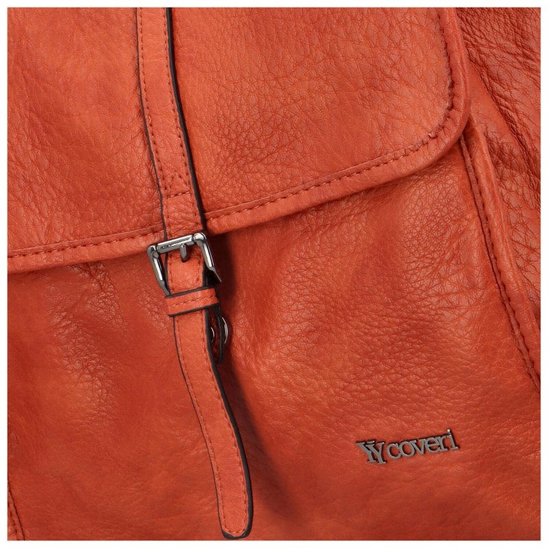 Trendová dámský koženkový batůžek Rukos, oranžová