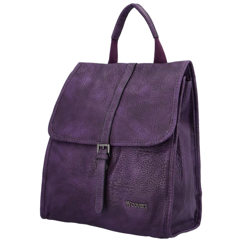 Trendová dámský koženkový batůžek Rukos, fialová