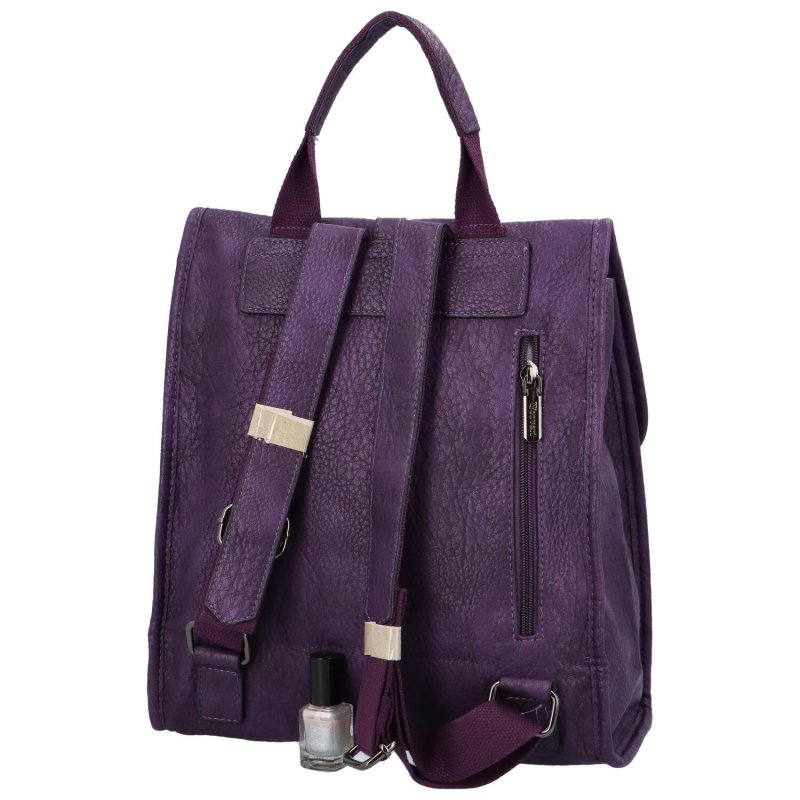 Trendová dámský koženkový batůžek Rukos, fialová