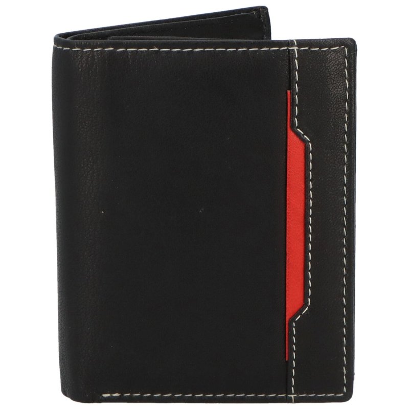 Trendová pánská kožená peněženka Mluko, černá - červená