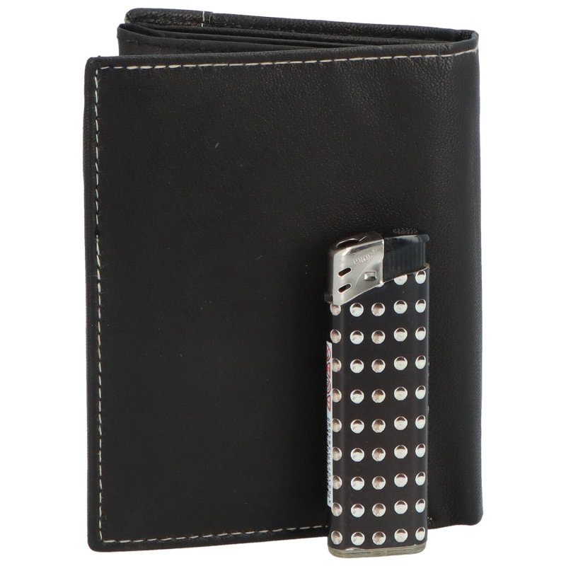 Trendová pánská kožená peněženka Mluko, černá - modrá