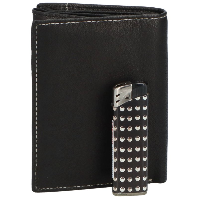 Trendová pánská kožená peněženka Mluko, černá - koňaková