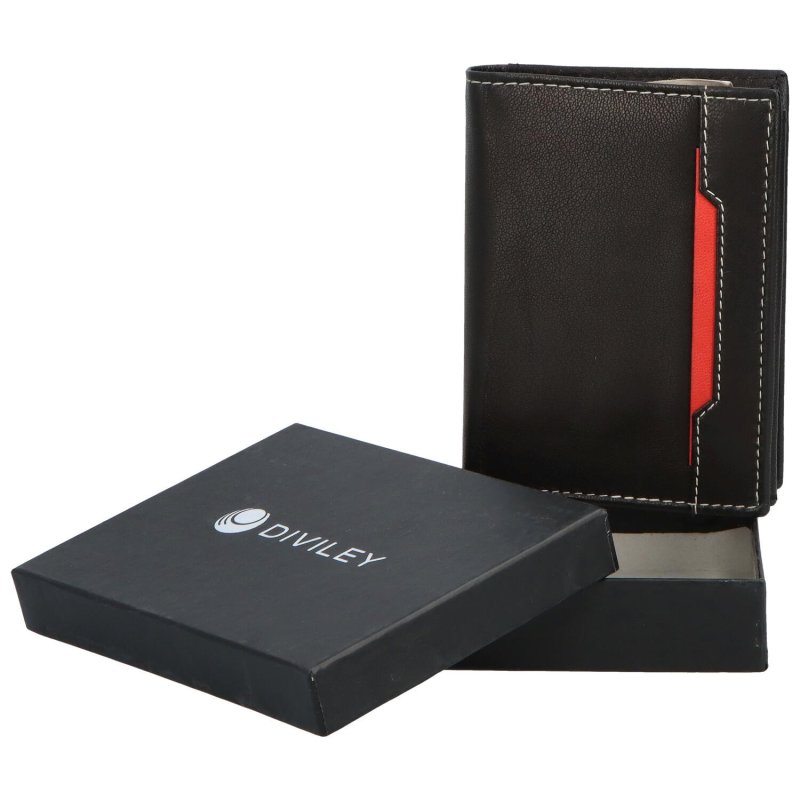 Trendová pánská kožená peněženka Vero, černo - červená