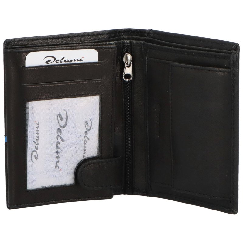 Trendová pánská kožená peněženka Gvuk, černá - modrá