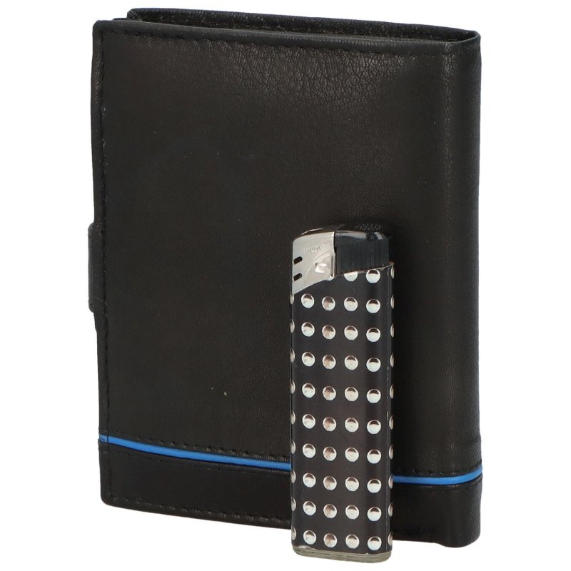 Trendová pánská kožená peněženka Figo, černá - modrá