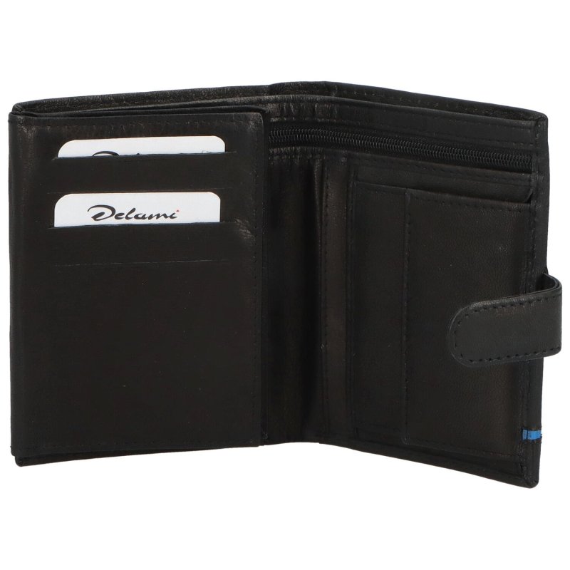 Trendová pánská kožená peněženka Figo, černá - modrá
