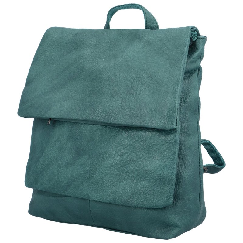 Stylový dámský koženkový batoh Kruko, zelenomodrá