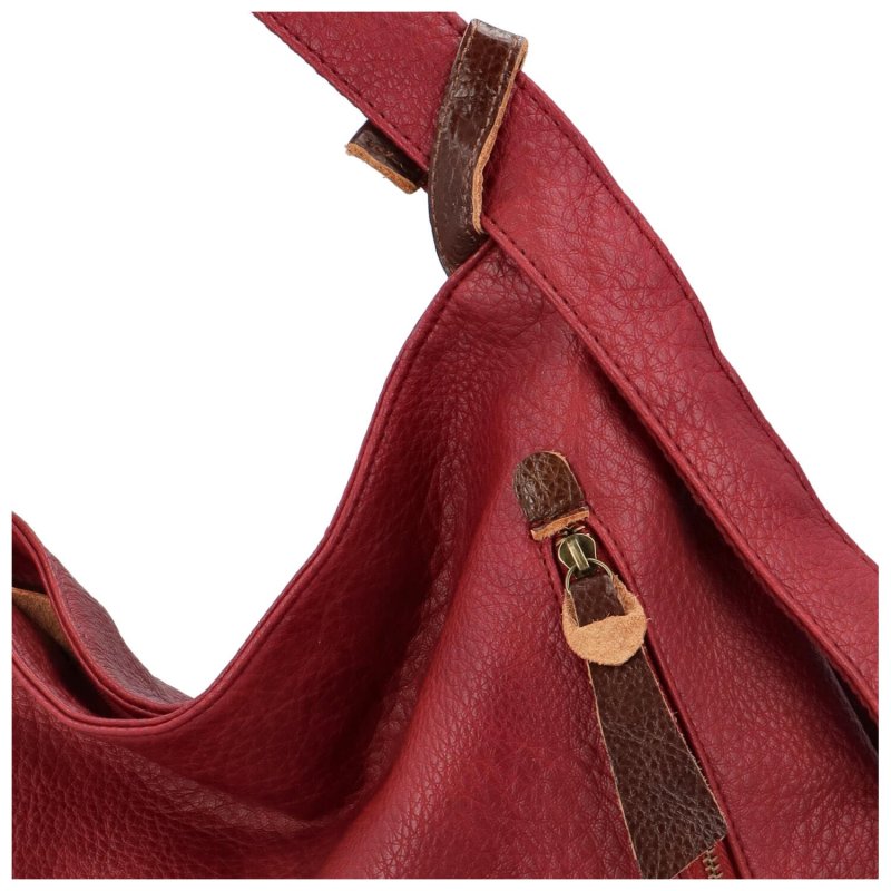 Stylový kožený kabelko batoh Tibor, tmavě červená