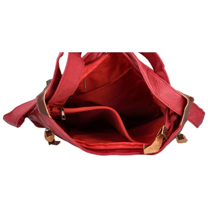 Stylový kožený kabelko batoh Tibor, tmavě červená