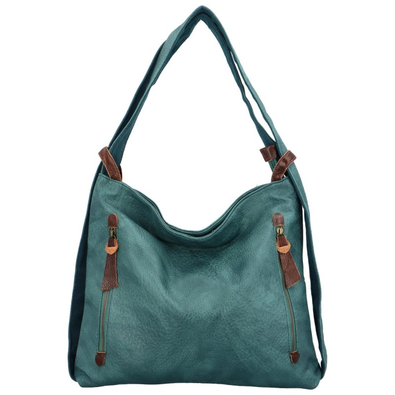 Stylový kožený kabelko batoh Tibor, zelenomodrá