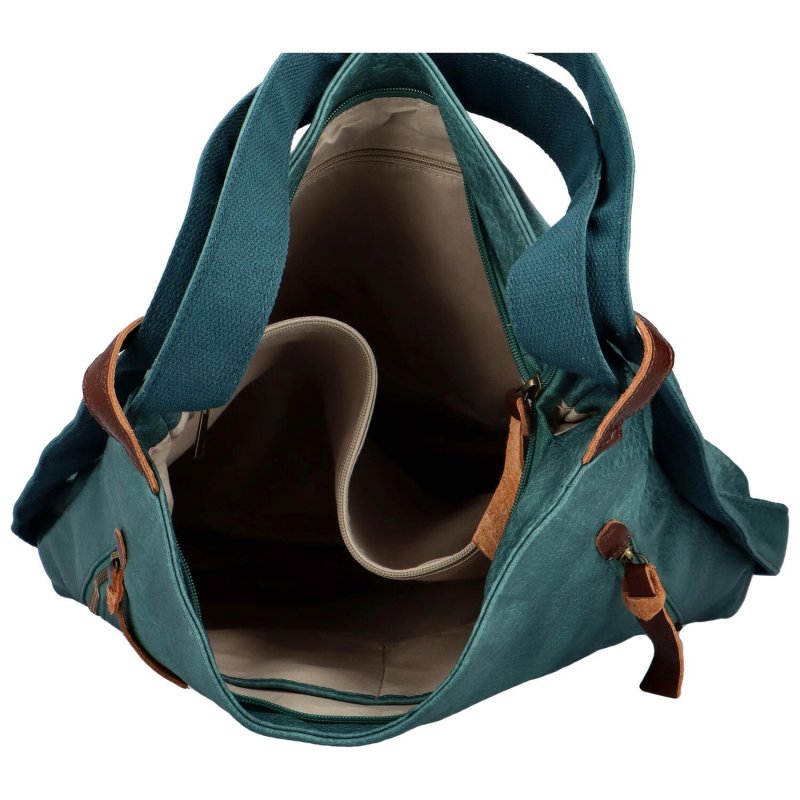 Stylový kožený kabelko batoh Tibor, zelenomodrá