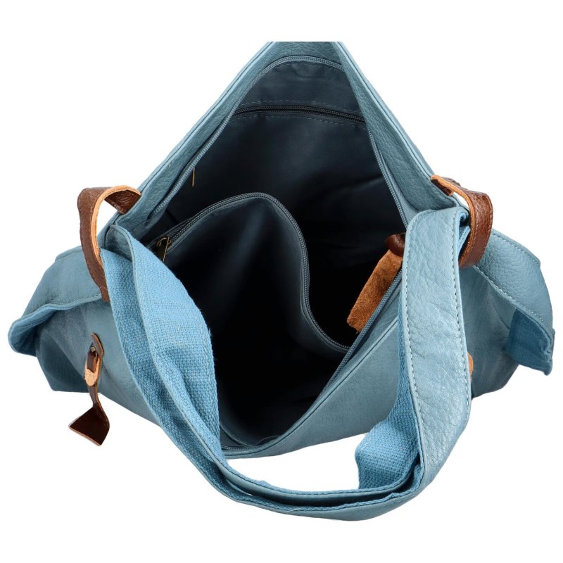 Stylový kožený kabelko batoh Tibor, modrozelená
