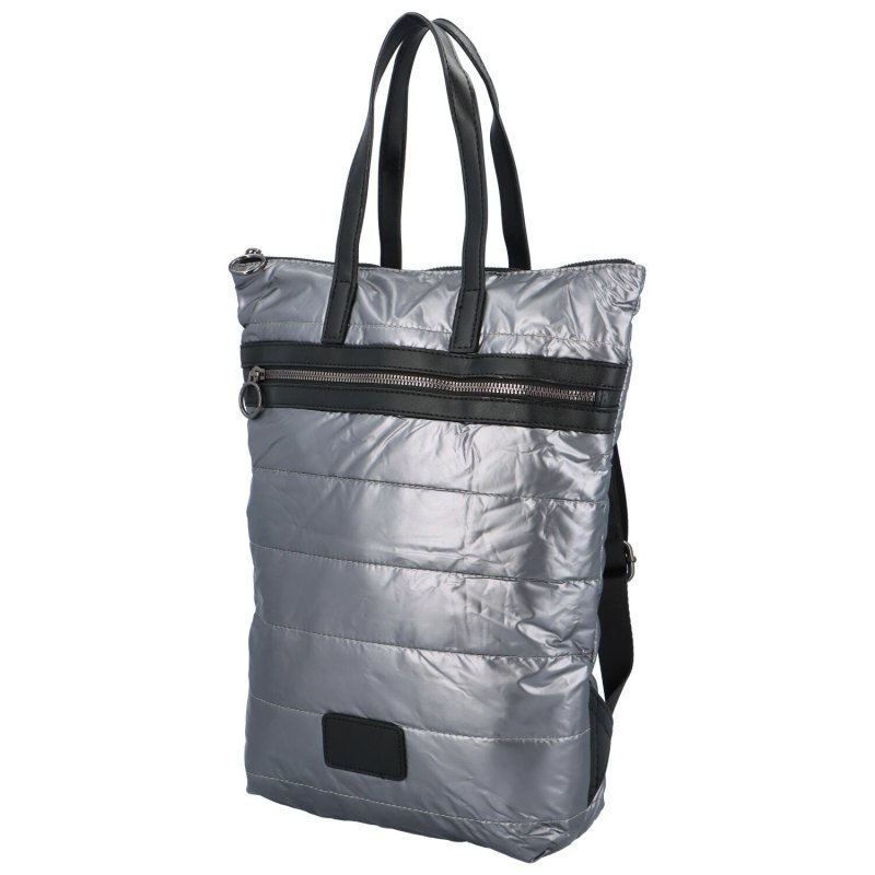 Trendový dámský prošívaný batoh Eroha, stříbrná