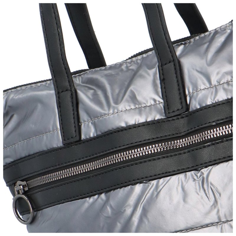 Trendový dámský prošívaný batoh Eroha, stříbrná