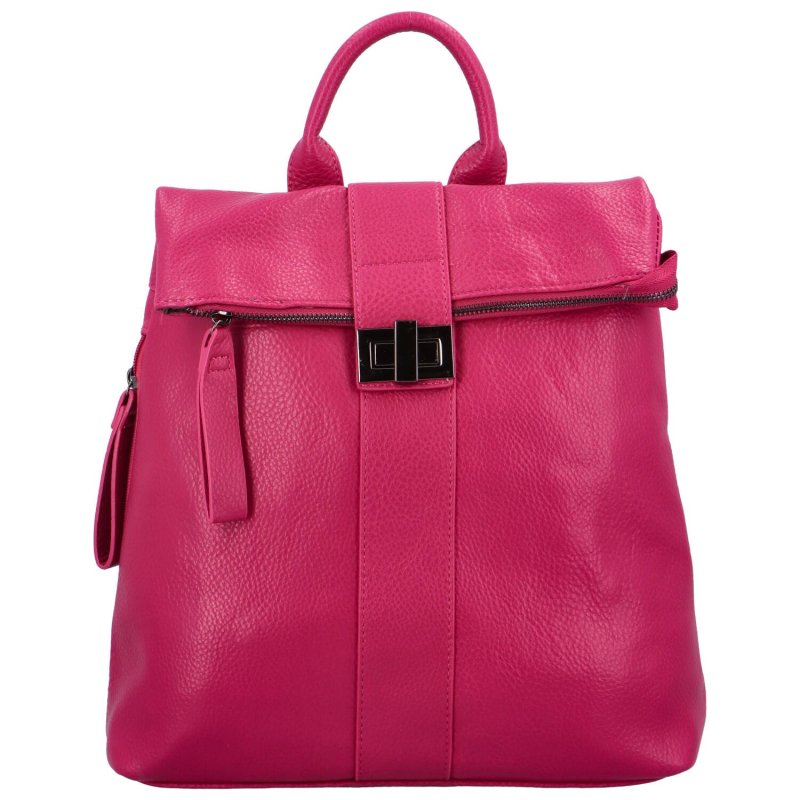 Módní a prostorný dámský koženkový batoh Darby, růžová