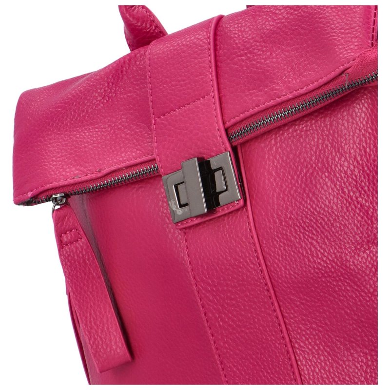 Módní a prostorný dámský koženkový batoh Darby, růžová