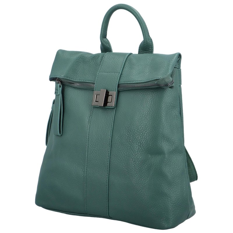 Módní a prostorný dámský koženkový batoh Darby, zelená