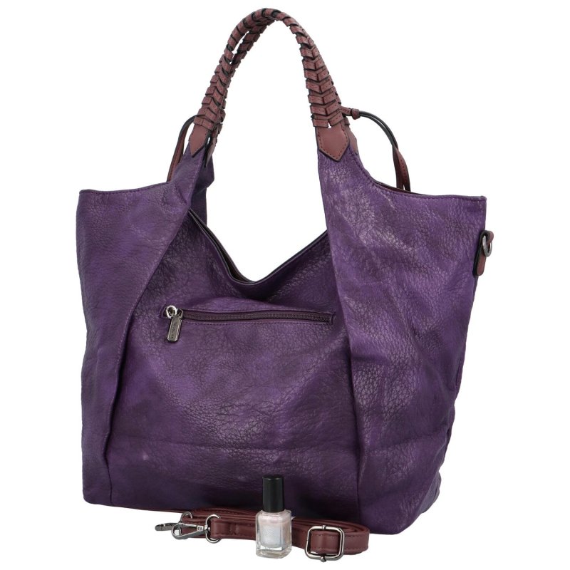 Módní dámská koženková taška na rameno Annora, fialová
