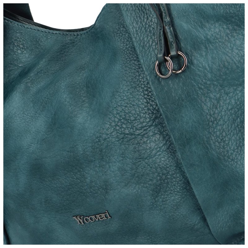 Módní dámská koženková taška na rameno Annora, modrozelená