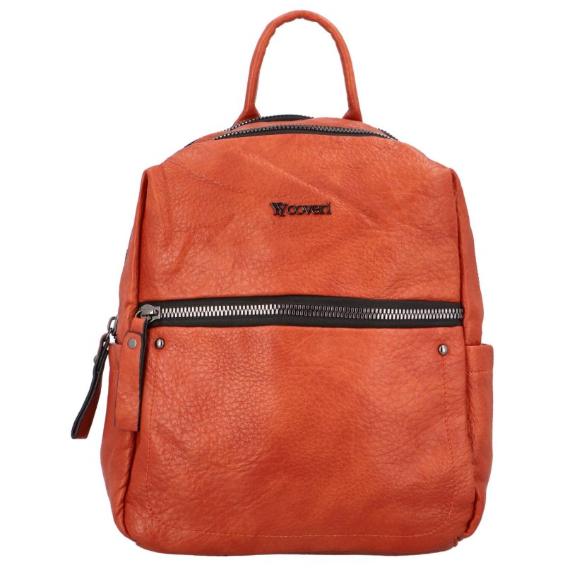 Prostorný dámský koženkový batoh Knut, oranžová