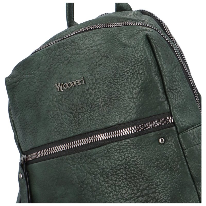 Prostorný dámský koženkový batoh Knut, zelená